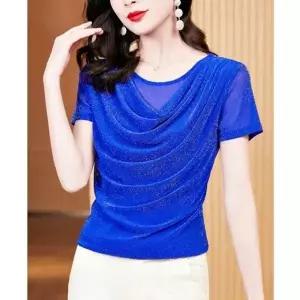 펄 라틴 라인 댄스복 반팔 요가 줌바 스포츠댄스 상의 빤짝 3 라틴 반팔