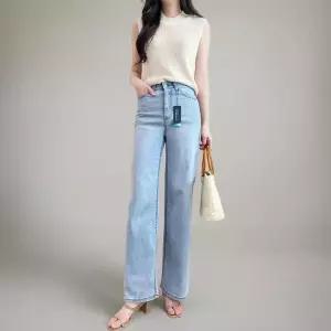 [신상오픈런]여성용 세미와이드 연청 워싱 데님 팬츠 (35835610)