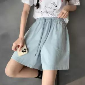 [신상오픈런]여성용 쿨링 데님 밴딩 반바지 더블 포켓 캐주얼 스타일 (35830376)