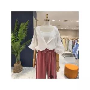 [에잇컨셉] C23E7FNB031 시스루 민소매 후드 셔츠 세트_P394867720