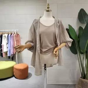 [에잇컨셉] C23G7FNB020 루즈핏 민소매 후드셔츠 세트_P366136851