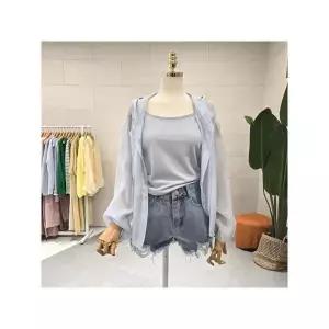 [에잇컨셉] C25E7FNB031 시스루 민소매 후드셔츠세트_P393758021