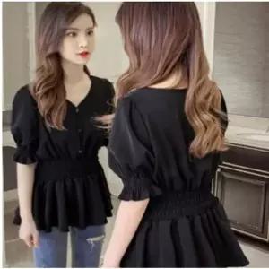 가바바 여성용 반팔 블라우스 블라우스 브이넥 큐티 캐쥬얼 반팔 여성