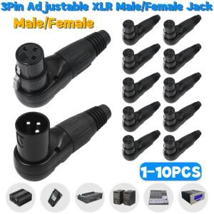 3Pin 조정 가능 XLR 직각 커넥터 마이크 스피커 호환 오디오 케이블 90도 와이어