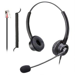 마이크 노이즈 캔슬링 기능이 있는 RJ9 전화 헤드셋, 폴리콤 VVX250 VVX400 VVX500 쇼어텔 230 420 480 미텔 5320e 아바야 1408 1416 5610 9508 NEC 유선 전화기