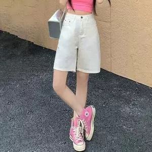 여성 데님 반바지 와이드핏 캐주얼 청반바지 여름 바지