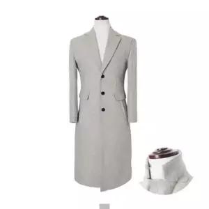 겨울코트 싱글 울 그레이 남자롱코트