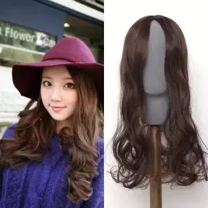 탑커버피스 일체형 탑커버 정수리 가발 글렘펌 웨이브 긴머리