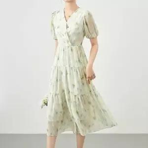 여름 프린트 쉬폰 여성원피스 롬퍼 로맨틱 스위트 드레스 프렌치 HT5