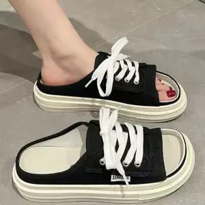 [베스트TOP100] 여성 앞 뒤 오픈 스니커즈 뮬 여름 운동화 슬리퍼