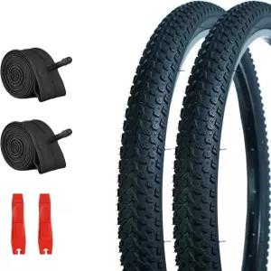2팩 산악 자전거 타이어 수리 세트 내부 튜브와 레버가 있는 20/24/26/29인치 30TPI 펑크 오프로드용 고
