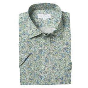 카운테스마라 밑단 일자형 시어서커 프린트 일반핏 반소매 남방CDCY2C2406E02306179