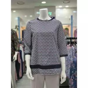 [하프클럽/] 세이브존05 패턴 라운드 7부 블라우스 24BS5O51B4