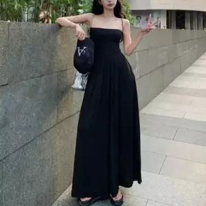 [옷은날개] 끈소매 옆지퍼 플레어 스커트 라인 나시 원피스 2컬러