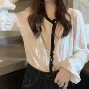 [옷은날개] 여자 주름 나들이 소개팅 봄 얇은 프릴 블라우스