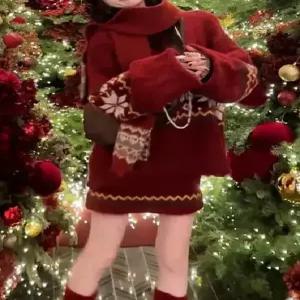 원피스 치마 니트 가을 멋쟁이 여성패션 빨강 겨울세트 DL4