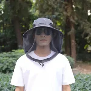 사파리모자 야외 낚시 모자 넓은 보호 자외선 챙 벌 버킷햇 남성용 모기 차단 방충 메쉬