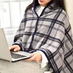 포근 따뜻 방한 망토 담요 똑딱이 양면 극세사 블랭킷