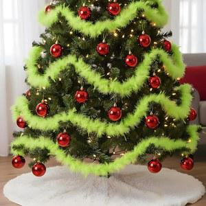 글리토퍼 9개 크리스마스 마라부 깃털 장식 트리 갈랜드 퍼리 스트라이프 액세서리 DIY 공예 튀르키예 보드 홀리데이 파티 (라임 그린)