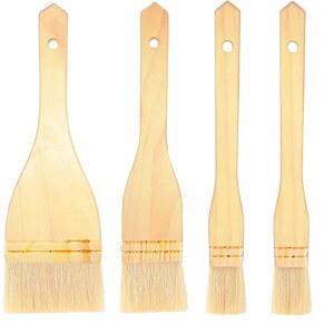 4개의 플랫 헤이크 브러시, 수채화용 페인트 페인팅용 양털 도자기, 베이킹, 대면적 브러시 세트 3가지 크기로 구성되어 있습니다