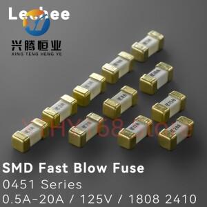 10 개세트 0451 1808 2410 SMD 고속 블로우 퓨즈 0.5A 1A 2A 3A 4A 5A 6.3A 7A 8A 500mA 0451001 .MRL