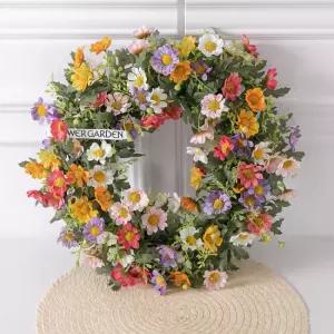 데이지 조화 꽃 리스 벽장식 가든 40cm 인테리어 벽걸이 현관 문 꾸미기 소품