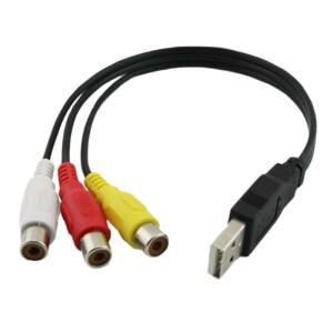 1pc USB 남성 플매트 카펫 러그 3 RCA 여성 어댑터 오디오 변환기 비디오 AV 케이블 HDTV TV 텔레비전 와이
