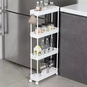 슬림트롤리4단 NYE454G5 세탁실틈새수납장 이동식선반 미니수납