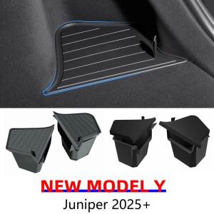 테슬라 모델 Y 주니퍼 2025 출시 트렁크 사이드 수납 박스 부트 오거나이저 플로킹 TPE 방오 차량 여행 액