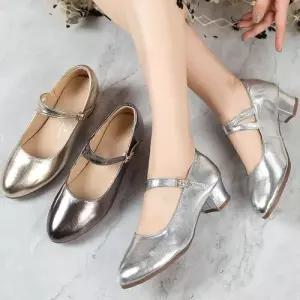 빈티지 속굽 미들힐 댄스 화 진피 라틴댄스화 구두 성인 운동화 댄스화 워킹화 사교광장 여자신발 원템5