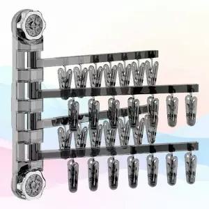 4단 RCN713O0 흡착식 빨래 건조대 집게 무타공 접이식 미니