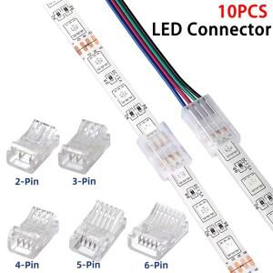 10개 LED 커넥터 2핀 3핀 4핀 5핀 6핀 스트립-스트립 스트립-와이어 81012MM 5050 스트립 라이트 버클용