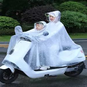 오토바이 비옷 2인 투명 방수 레인코트 자전거 전기 우비