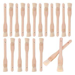 IHDYPEW 20개 PCS 1인치 플랫 헤이크 브러시, 나무 손잡이가 달린 수채화, 도자기, 회화 예술, 공예를 위한 양털 페인트 브러시