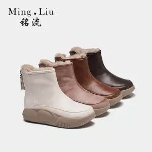 여친 겨울 빈티지 러블리 신발 미들부츠 리얼 래빗 퍼 스노우 부츠 기모 워커 통굽 면화 다올4