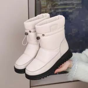 겨울 캐주얼 여친 토시 러블리 리얼 방지 신발 미들 스노우 미끄럼 미들부츠 빅사이즈 라운드 부츠 가죽 통