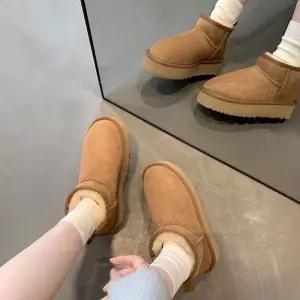 여자 면화 앵클 기모 소가죽 가죽 스노우 부츠 통굽 추동 러블리 리얼 미들부츠 신발 다올4