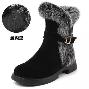 여친 면 겨울 러블리 신발 미들부츠 스크럽 소가죽 토끼털 빅사이즈 스노우 부츠 기모 쿠션 미들 퍼 다올4