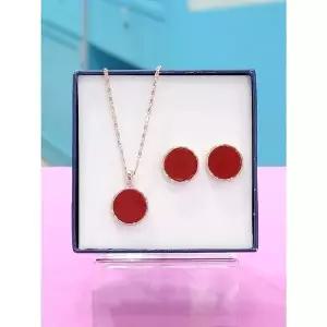 [하프클럽/ 주얼리] 세이브존05 레드 자만옥 귀걸이 목걸이 세트0 RDD24030046