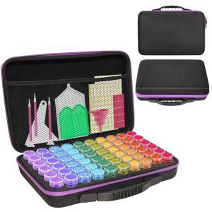 CAIOVSE 다이아몬드 페인팅 보관 용기, 60 슬롯 액세서리 키트 아트 및 공예 보석 라인스톤 구슬 정리 도구