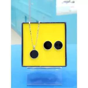 [하프클럽/ 주얼리] 세이브존05 원형 오닉스 귀걸이 목걸이 세트0 RDF24030057