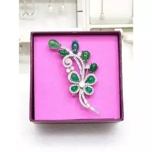 [하프클럽/ 주얼리] 세이브존05 Premium 천연 비취 꽃 브로치 RDA22120013