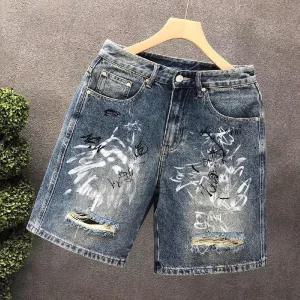 남사친 팬츠 청 스트리트 데미지 청반바지 반바지 페인팅 워싱 그래피티 5부 원픽1
