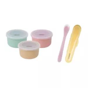 블루마마 도자기 밀폐 용기 도시락 실리콘 스푼 세트 BNA