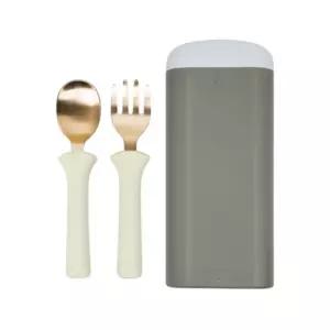 블루마마 방짜유기 유아 스푼포크 세트 2단계 그린빈 BNA