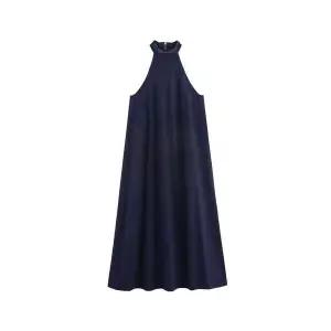 여성 청치마 데님 원피스 홀터넥 가을 DUCHI3