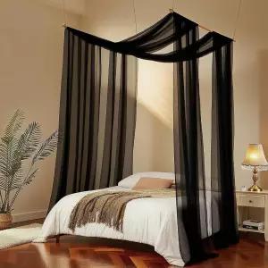 코지 직조 캐노피 침대 커튼 장식 툴레 밸런스 62 * 236인치 풀 퀸 킹 사이즈 네 개의 포스트 베드