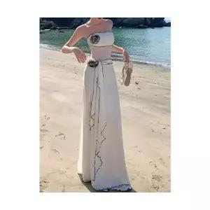 여성 쉬폰 원피스 해변 바캉스 톱 롱 DUCHI1