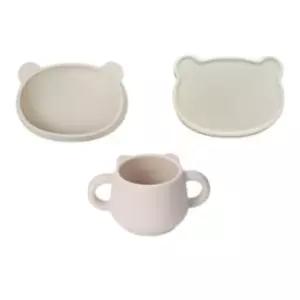 블루마마 유아 이유식 식판 뚜껑 양손컵 세트 크림 BNA