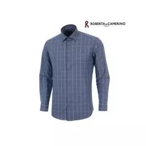[Roberta di Camerino] RM32522 모달 스판 체크 슬림핏 블루 셔츠_P409408930